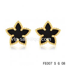 Fake Van Cleef & Arpels Sweet Alhambra Star Earrings Yellow Gold,Onyx